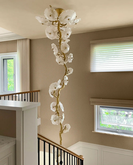 Flush Mount Mushroom Glass Chandelier for High Ceiling