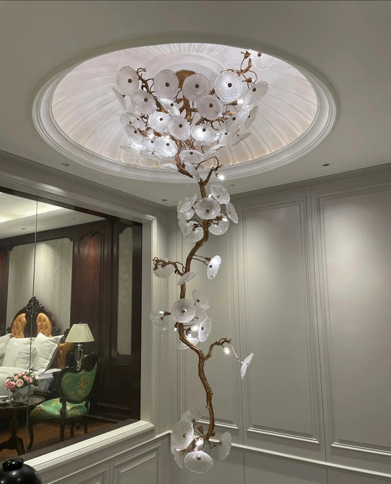Flush Mount Mushroom Glass Chandelier for High Ceiling