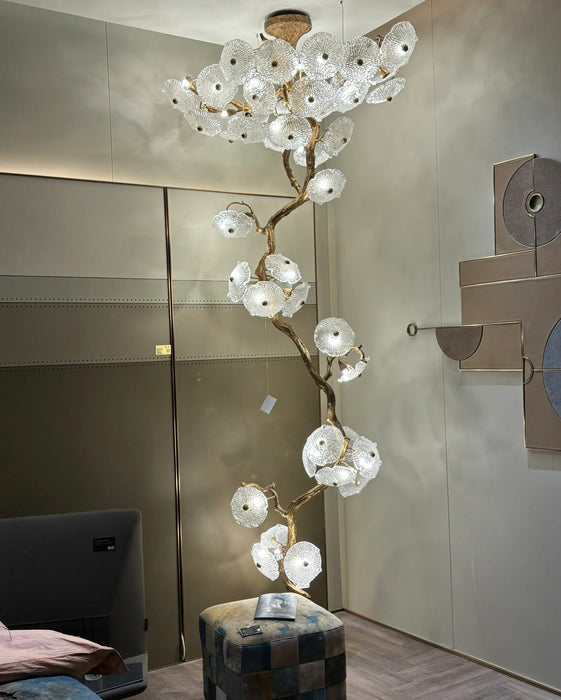 Flush Mount Mushroom Glass Chandelier for High Ceiling