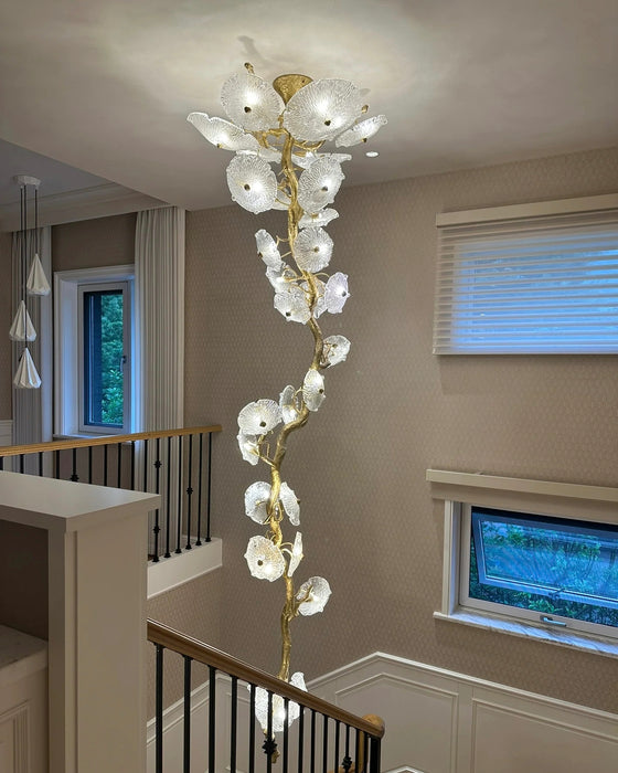 Flush Mount Mushroom Glass Chandelier for High Ceiling