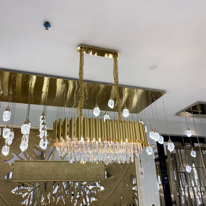 Lampadario di cristallo classico moderno rotondo/rettangolare con finitura dorata per soggiorno/sala da pranzo