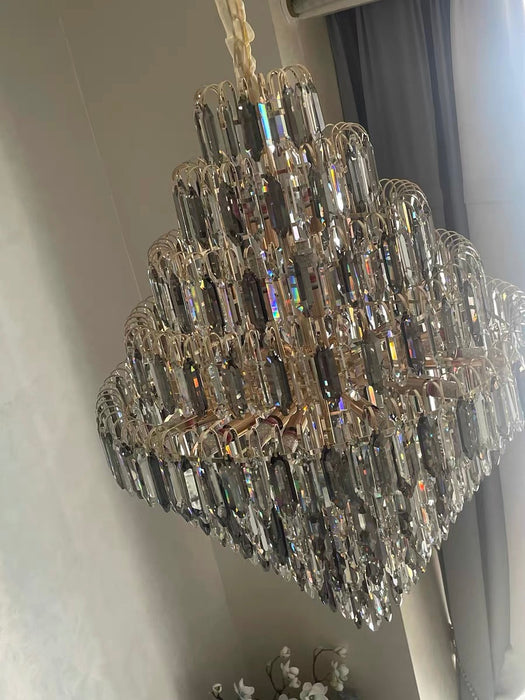 Accesorio de iluminación de cristal decorativo para vestíbulo Extra grande, candelabro de cristal para sala de estar, escalera de entrada