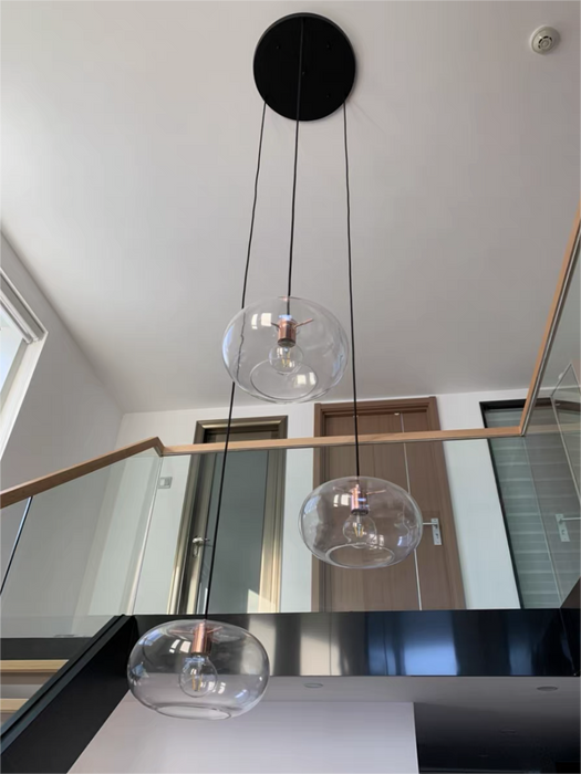 Lampada a sospensione a bolle di vetro trasparente per sala da pranzo/bar 