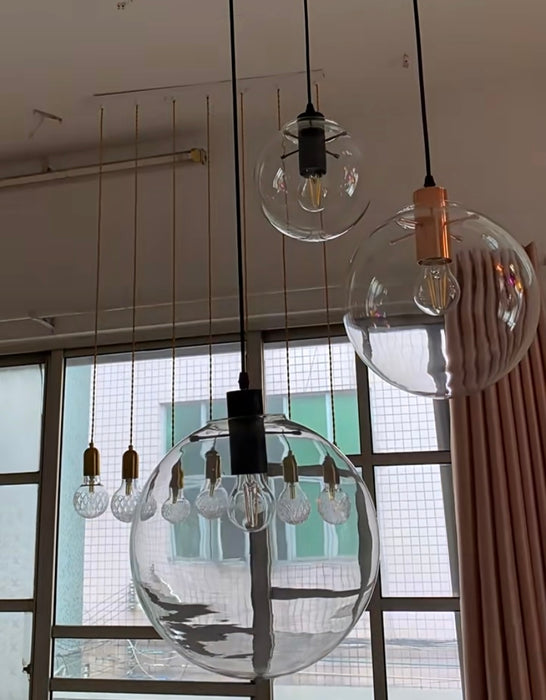 Lampada a sospensione a bolle di vetro trasparente per sala da pranzo/bar 