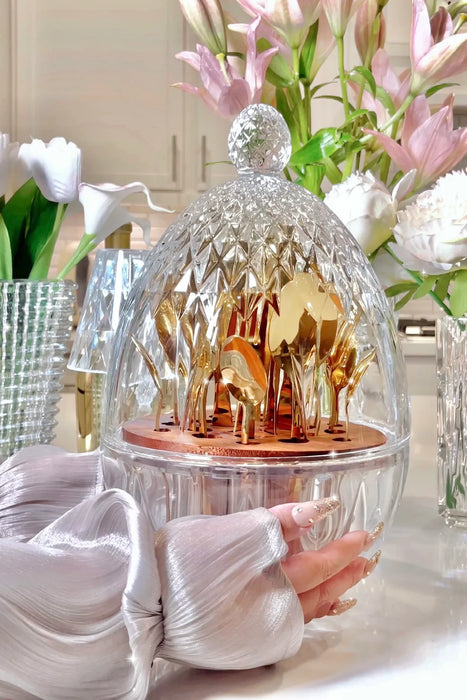 Royal Luxurious Egg-Shaped Crystal Cutlery&Utensil Holder