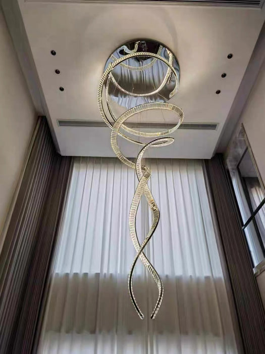 Lampadario da soffitto per soggiorno di design, elegante lampadario di cristallo a spirale per l'ingresso dell'hotel
