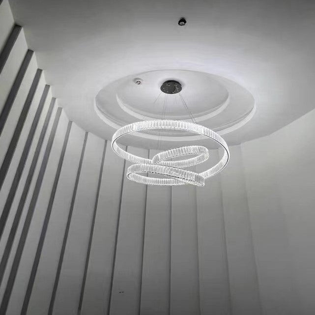 Elegante ristorante Anelli Lampadario di cristallo Foyer Soggiorno Lampada a sospensione a soffitto