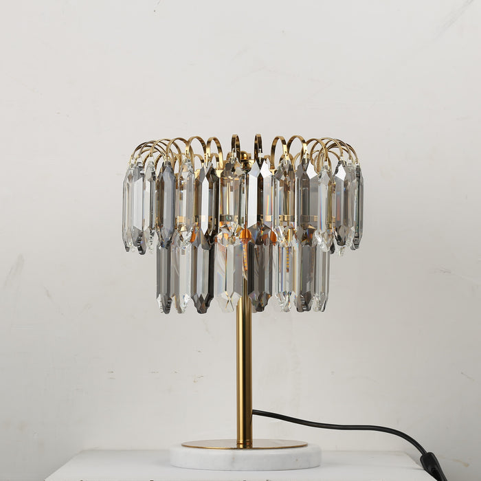 Lámpara de mesa moderna de cristal transparente y gris ahumado 