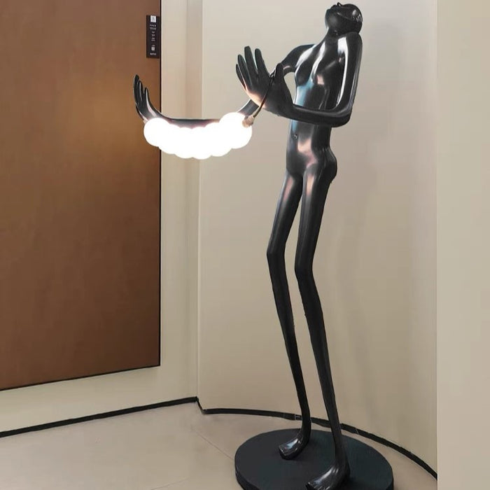 Lámpara de pie de arte de estatua humana con cabeza inclinable