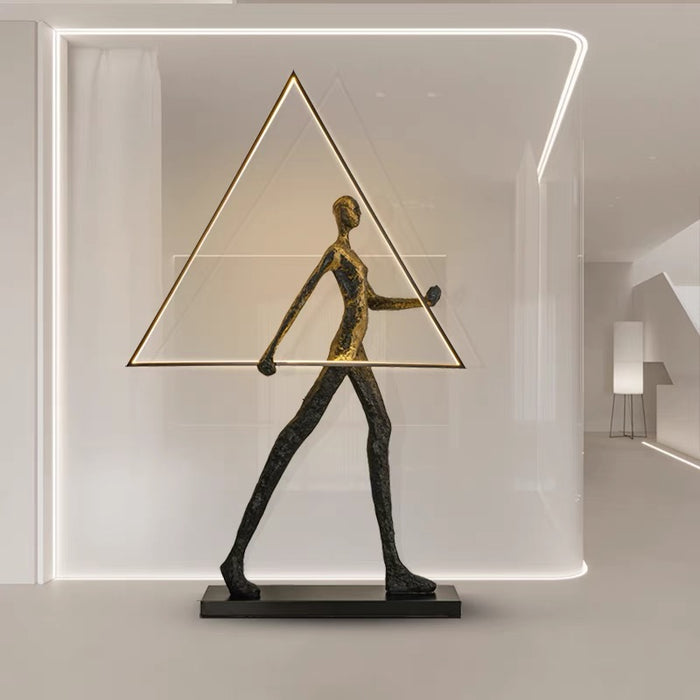 Lámpara de pie LED con arte de estatua humana circular/cuadrada/triángulo