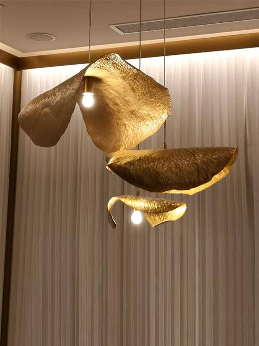 Postmodern Withered Leaf Parlor Pendant Lighting Fixture in Brass
