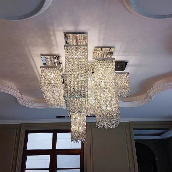 Luxury Rectangular Combination Crystal Chandelier for Living Room/Stai ...