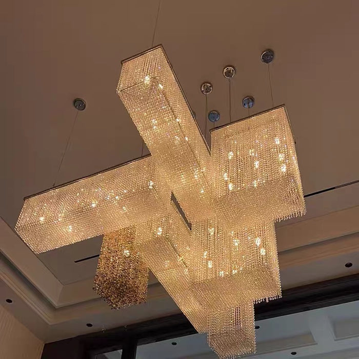 Luxury Rectangular Combination Crystal Chandelier for Living Room/Stai ...