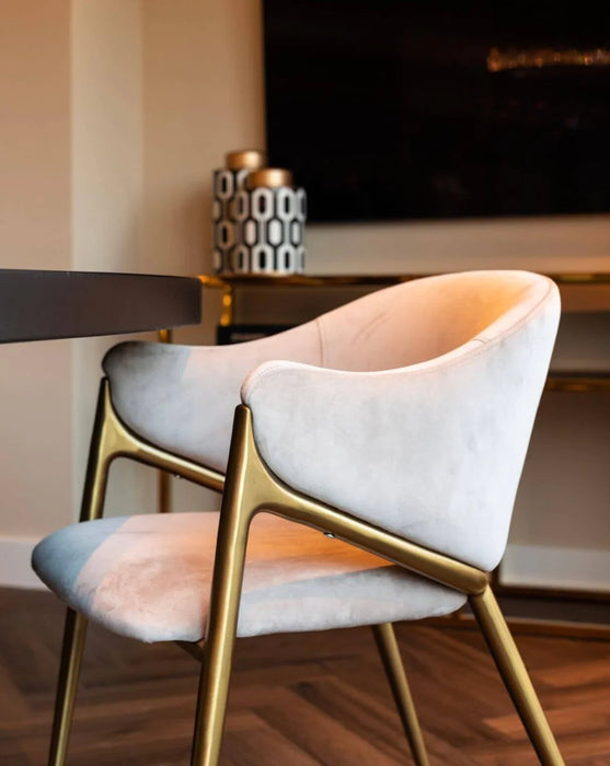 Luxury Brass & Mink Velvet Dining Chair