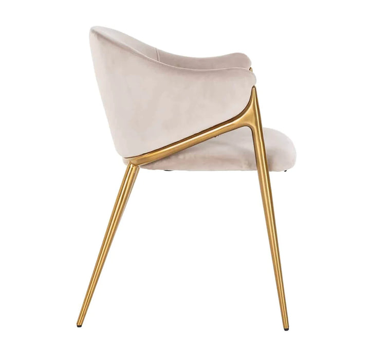 Luxury Brass & Mink Velvet Dining Chair