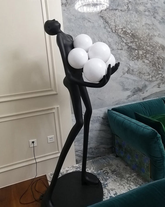 Lámpara de pie de arte de estatua humana