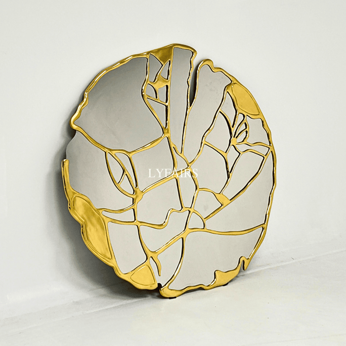 Irregular Gold Leave Vein Wall Decor Mirror
