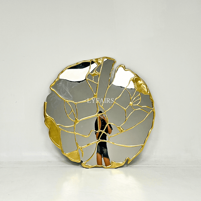 Irregular Gold Leave Vein Wall Decor Mirror