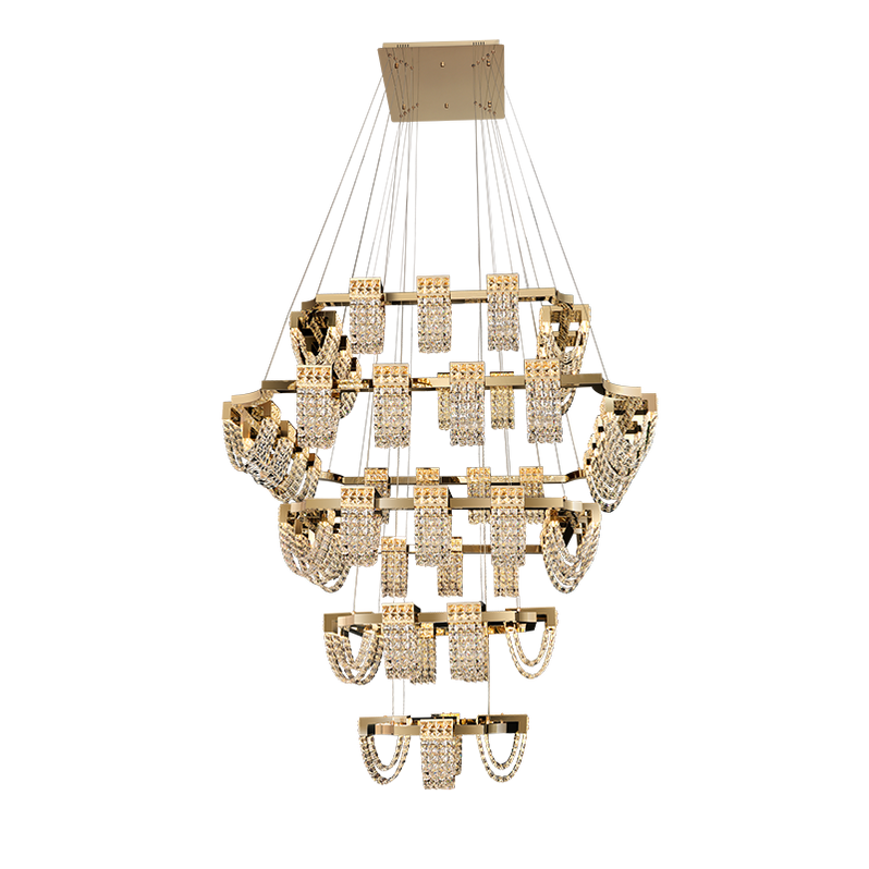 Modern Champagne Gold Oval Crystal Chandelier