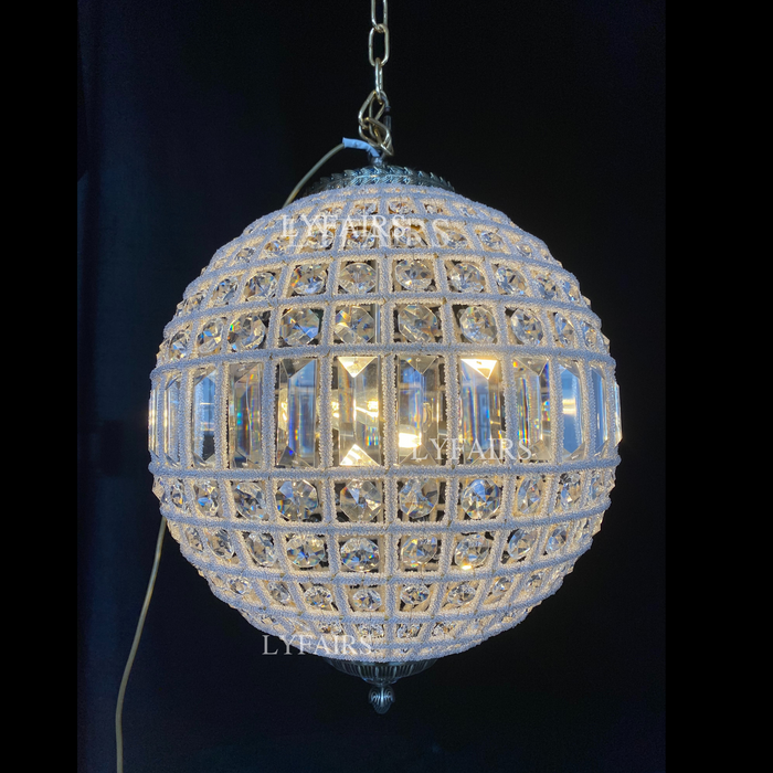 Lámpara de araña de cristal esférica elegante Vintage modelo de diseñador para sala de estar/vestíbulo/pasillo