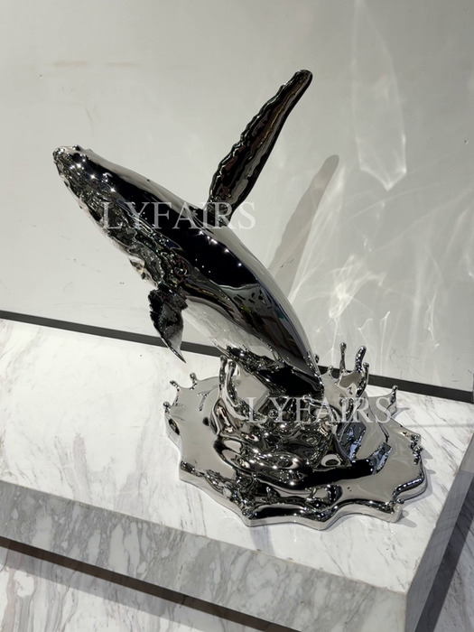 Contemporary Leaping Whale Sculpture