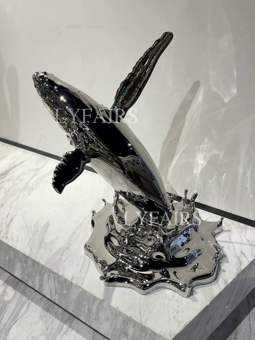 Contemporary Leaping Whale Sculpture