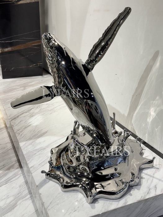 Contemporary Leaping Whale Sculpture