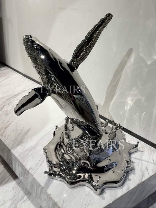Contemporary Leaping Whale Sculpture
