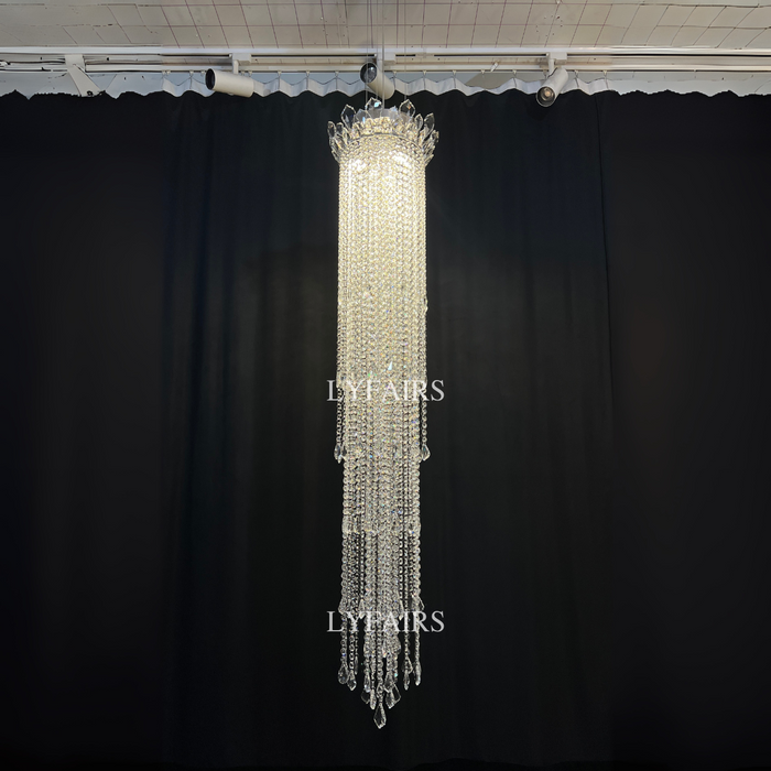 Extra Large Light Luxury Stairwell Crystal Tassel Chandelier for Staircase/High Floor Hall/Loft
