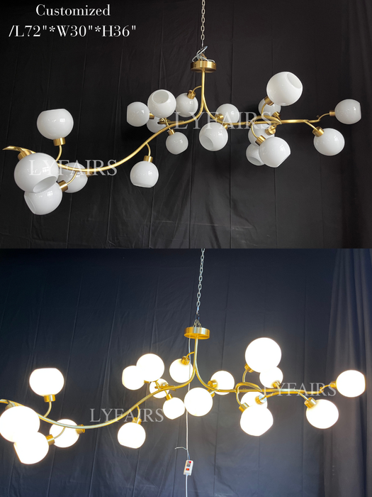 Modern Hand-blown Glass Globes Branch Chandelier for Living/Dining Room/Kitchen Island
