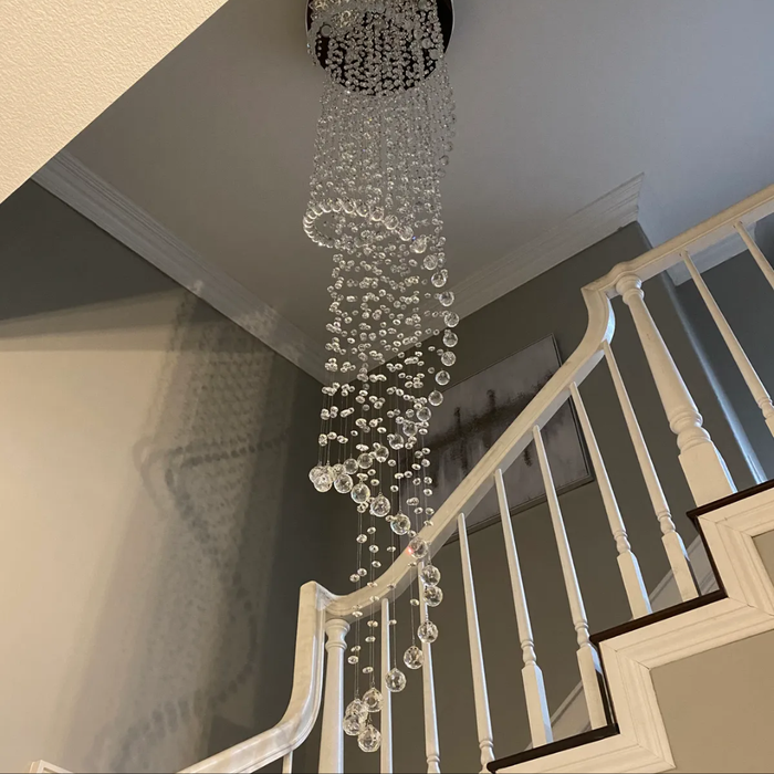 Extra Large Modern Spiral Raindrop Crystal Chandelier For Entryway
