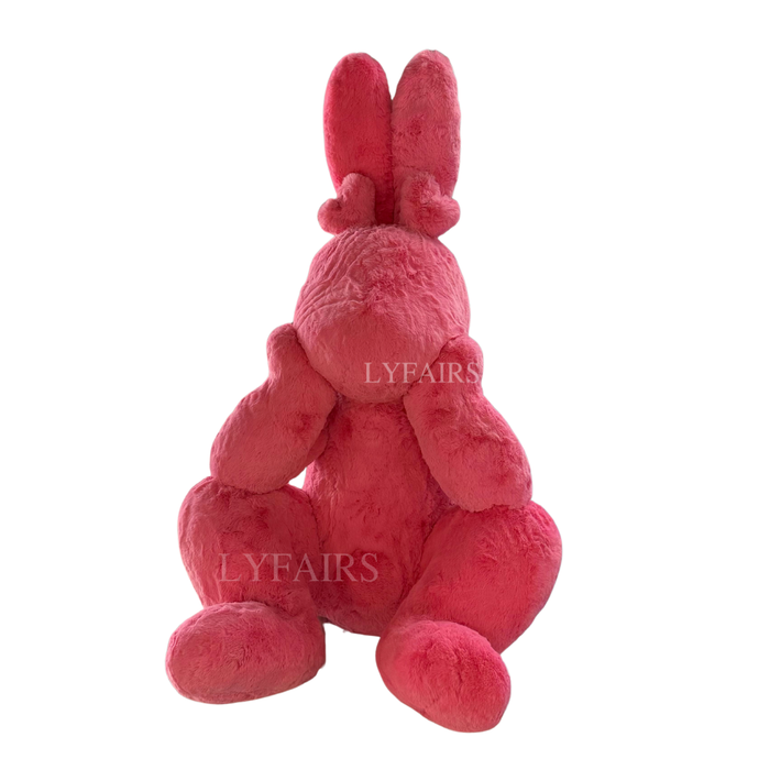 Giant Flocked Fur Pink Bunny Sculpture