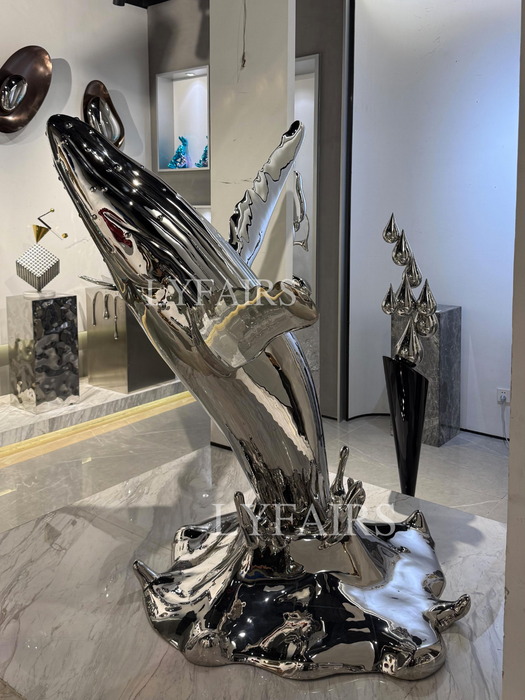 Graceful Whale Stainless Steel Sculpture