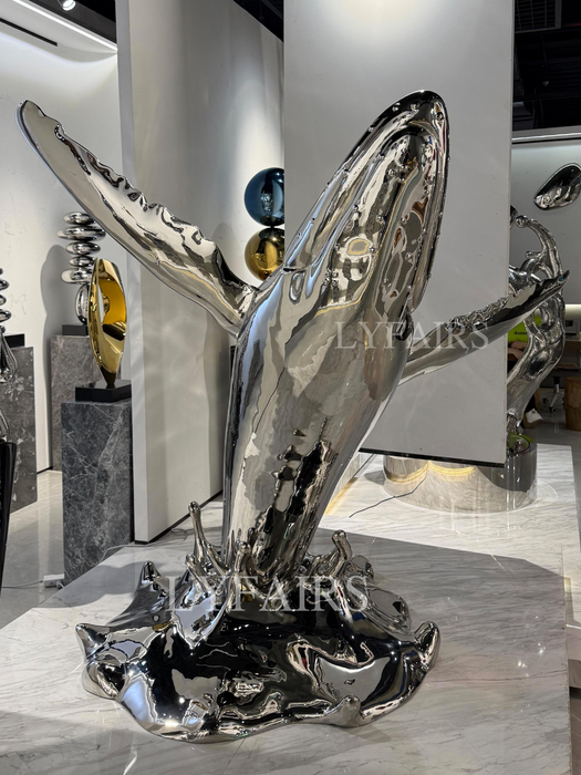 Graceful Whale Stainless Steel Sculpture