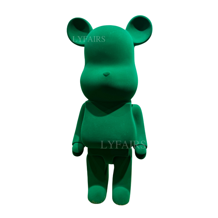 Green Flocked Bear Sculpture