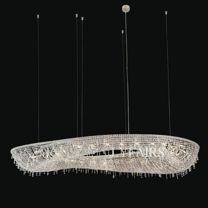 Luxury Grand Oval Crystal Beads Halo Chandelier for Dining Room/Kitchen Island