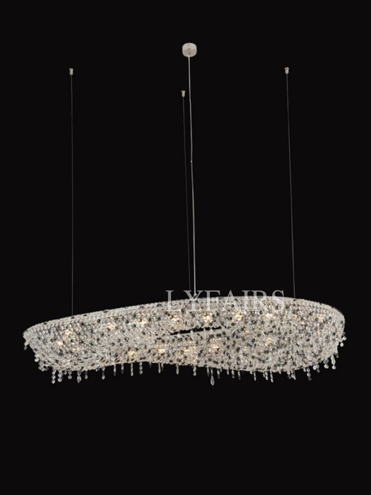 Luxury Grand Oval Crystal Beads Halo Chandelier for Dining Room/Kitchen Island