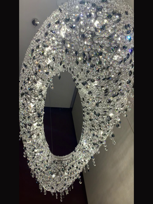 Luxury Grand Oval Crystal Beads Halo Chandelier for Dining Room/Kitchen Island