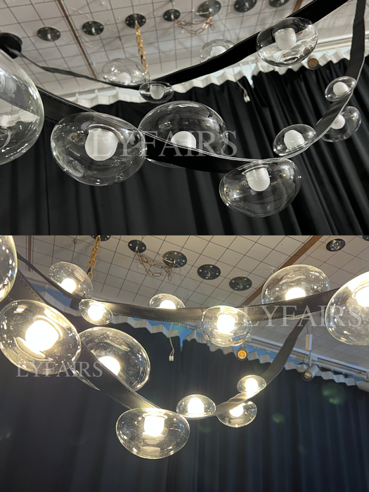 Lampadario minimalista con cintura in pelle per sala da pranzo/soggiorno