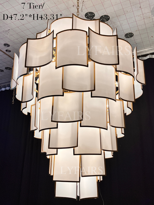 Modern Acrylic Tile Chandelier for High-ceiling