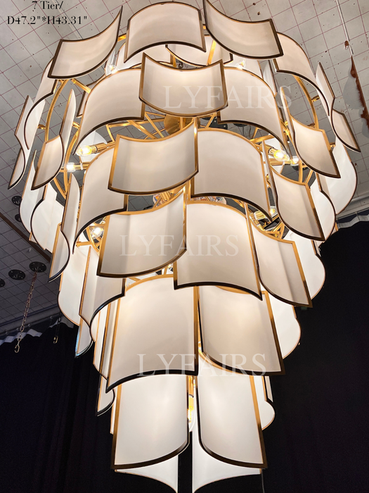 Modern Acrylic Tile Chandelier for High-ceiling