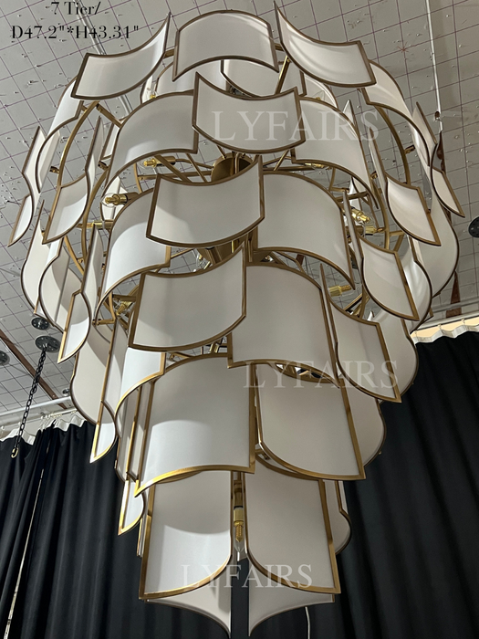 Modern Acrylic Tile Chandelier for High-ceiling