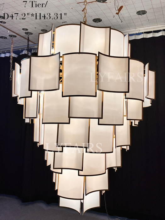 Modern Acrylic Tile Chandelier for High-ceiling