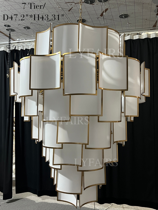 Modern Acrylic Tile Chandelier for High-ceiling