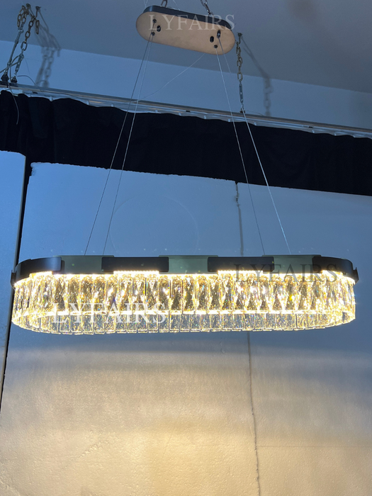 Lampadario di cristallo rotondo/ovale di lusso moderno consigliato dal nuovo designer per soggiorno/sala da pranzo