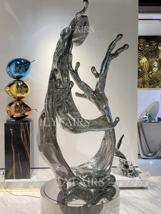 Polished Metal Abstract Wave Sculpture