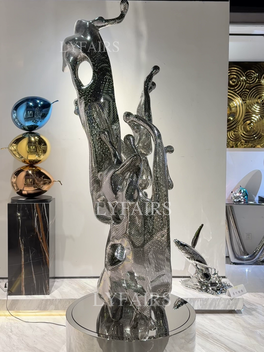 Polished Metal Abstract Wave Sculpture