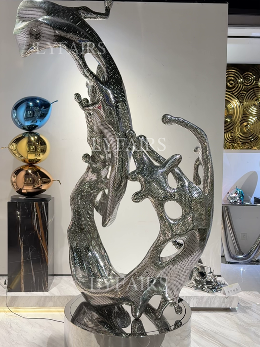 Polished Metal Abstract Wave Sculpture