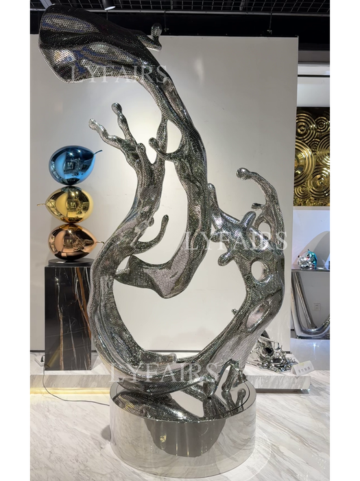 Polished Metal Abstract Wave Sculpture
