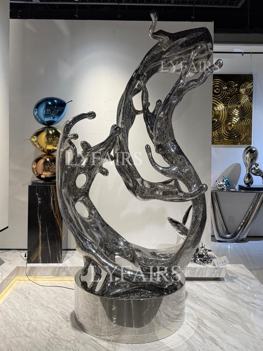 Polished Metal Abstract Wave Sculpture